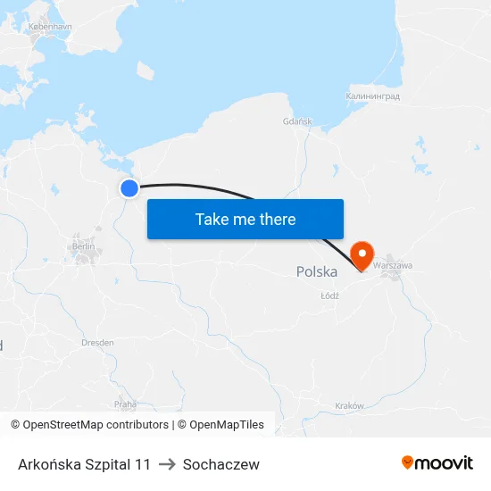 Arkońska Szpital 11 to Sochaczew map
