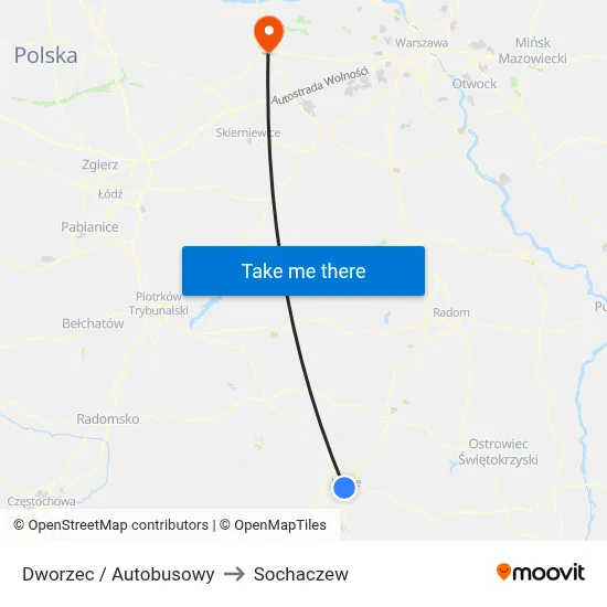 Dworzec / Autobusowy to Sochaczew map