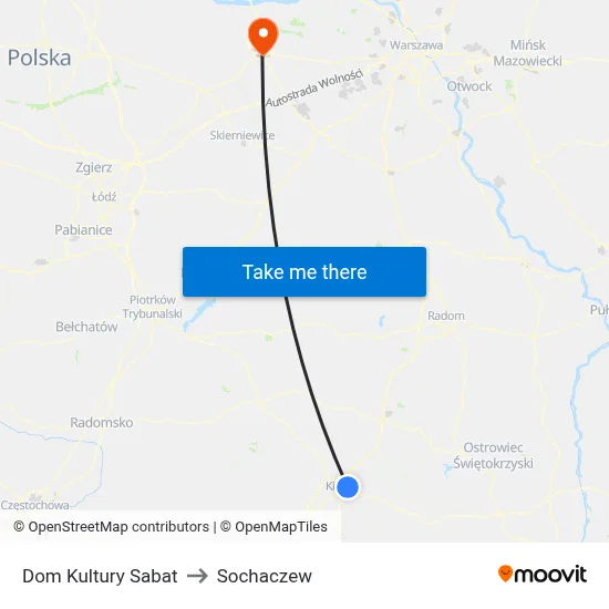 Dom Kultury Sabat to Sochaczew map