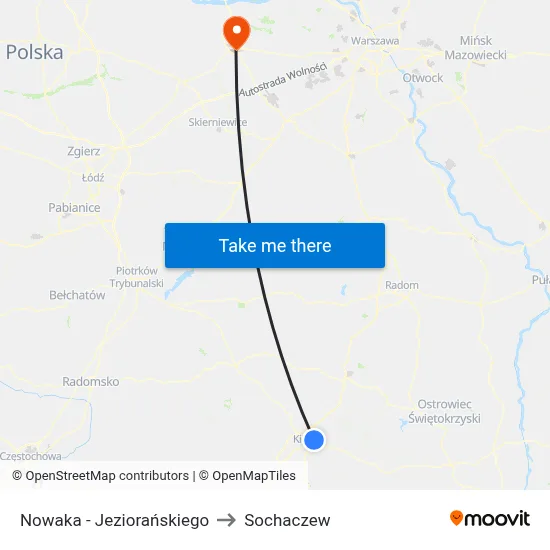 Nowaka - Jeziorańskiego to Sochaczew map