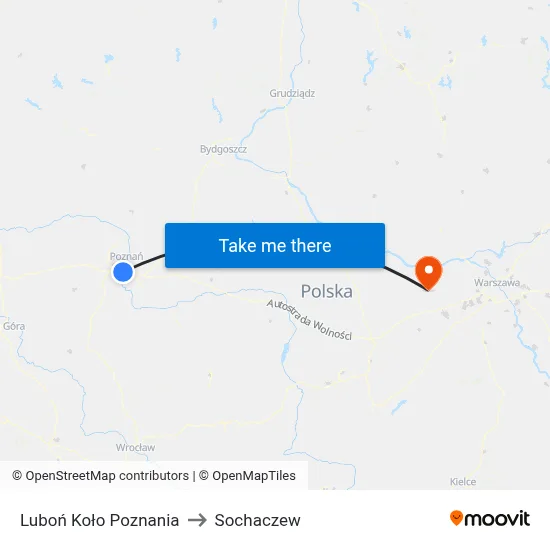 Luboń Koło Poznania to Sochaczew map