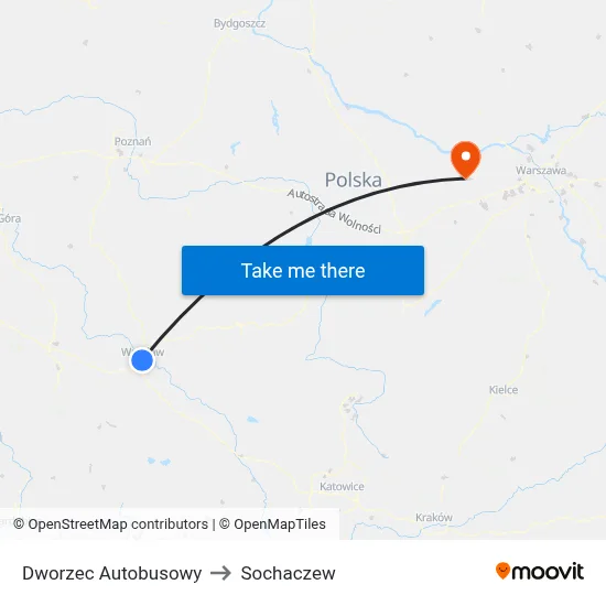 Dworzec Autobusowy to Sochaczew map