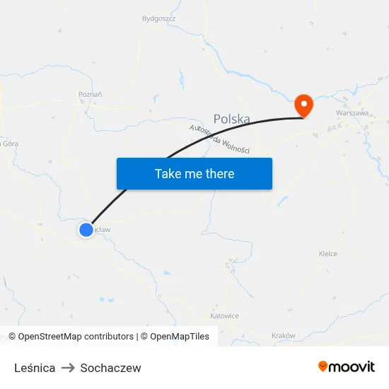 Leśnica to Sochaczew map