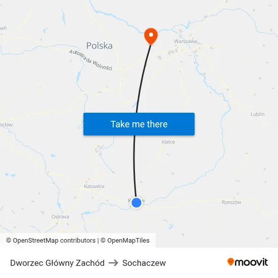 Dworzec Główny Zachód to Sochaczew map