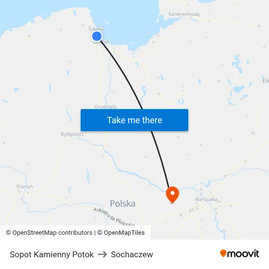 Sopot Kamienny Potok to Sochaczew map