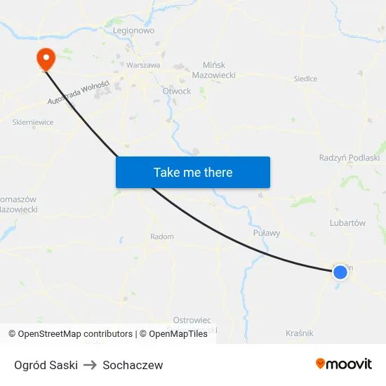 Ogród Saski to Sochaczew map