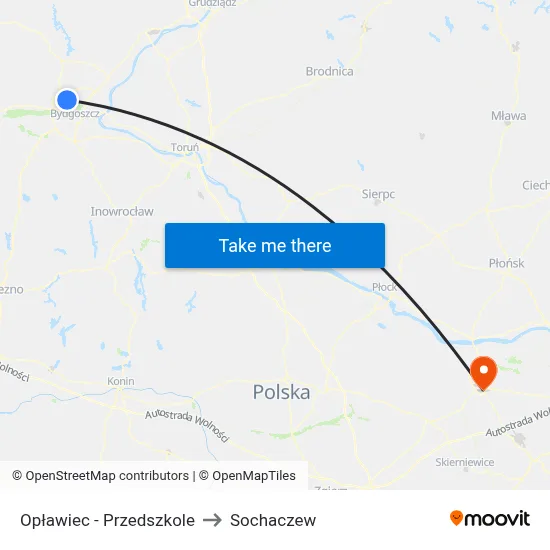Opławiec - Przedszkole to Sochaczew map