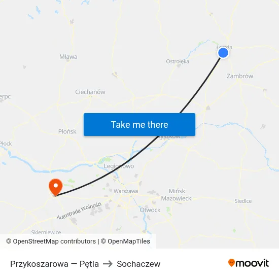 Przykoszarowa — Pętla to Sochaczew map