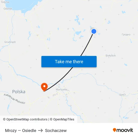 Mrozy — Osiedle to Sochaczew map