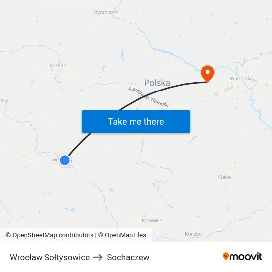 Wrocław Sołtysowice to Sochaczew map