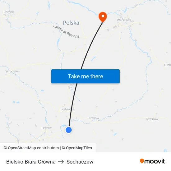 Bielsko-Biała Główna to Sochaczew map