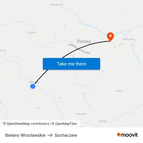 Bielany Wrocławskie to Sochaczew map