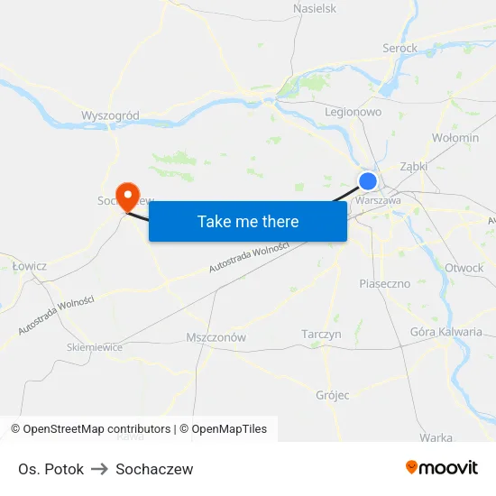 Os. Potok to Sochaczew map