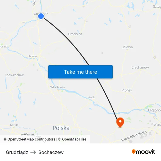 Grudziądz to Sochaczew map
