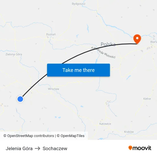 Jelenia Góra to Sochaczew map