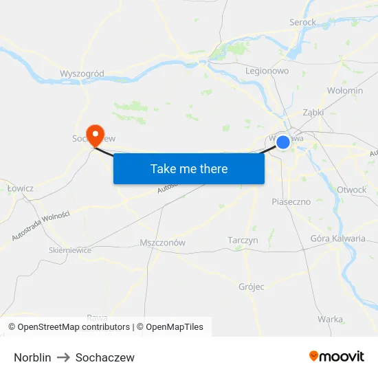 Norblin to Sochaczew map