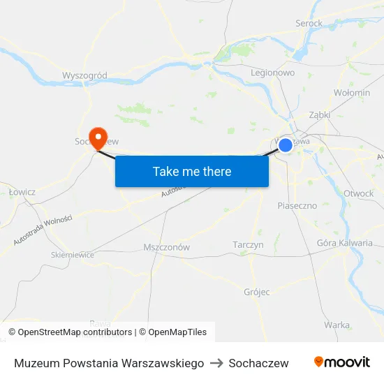 Muzeum Powstania Warszawskiego to Sochaczew map