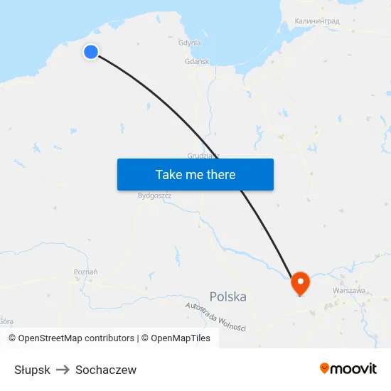 Słupsk to Sochaczew map