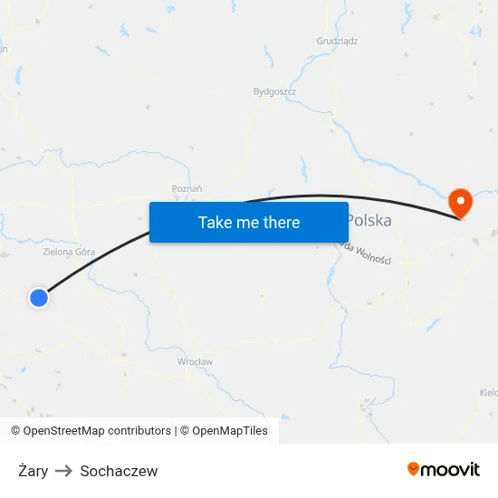 Żary to Sochaczew map