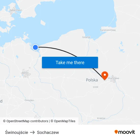Świnoujście to Sochaczew map
