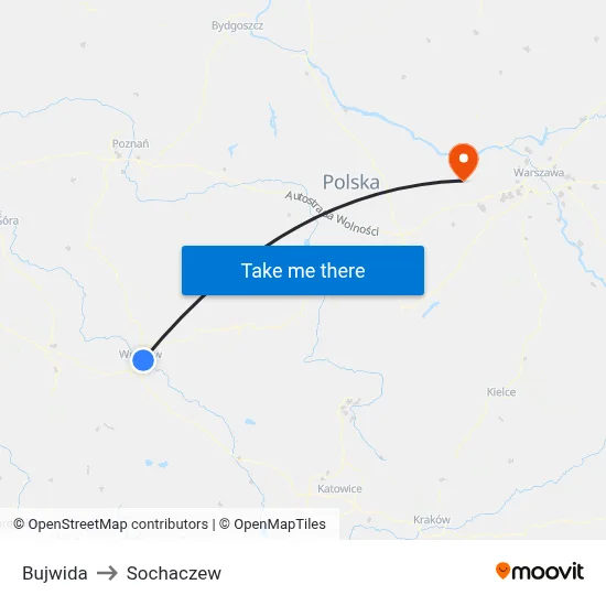Bujwida to Sochaczew map