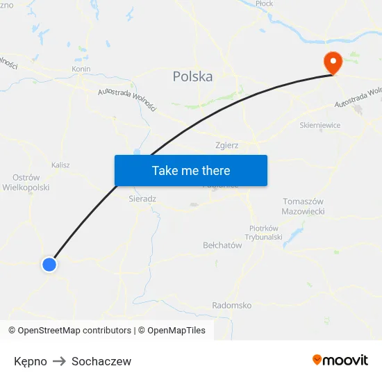 Kępno to Sochaczew map
