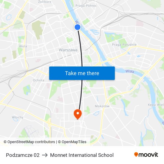 Podzamcze to Monnet International School map