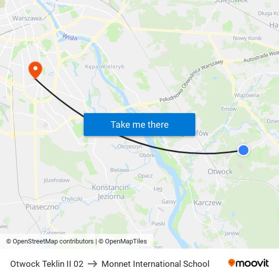 Otwock Teklin II 02 to Monnet International School map