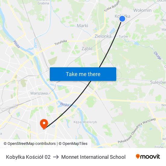 Kobyłka Kościół 02 to Monnet International School map