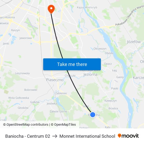 Baniocha - Centrum 02 to Monnet International School map