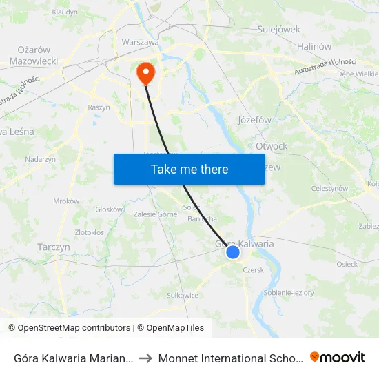 Góra Kalwaria Marianki to Monnet International School map