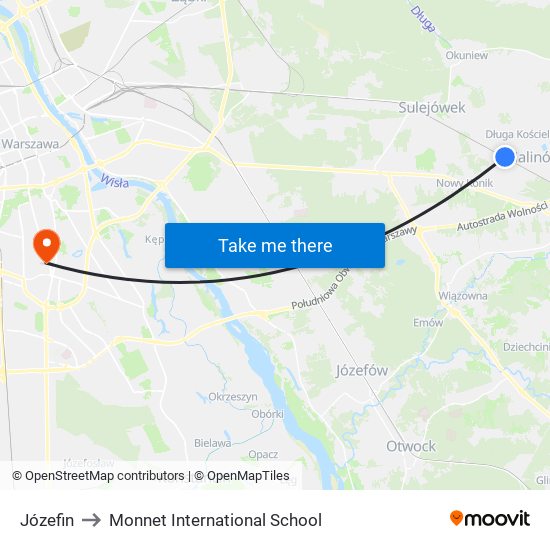 Józefin to Monnet International School map