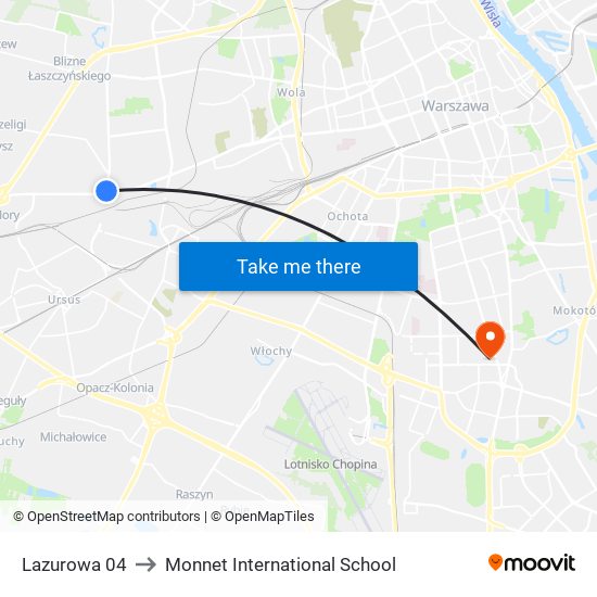 Lazurowa 04 to Monnet International School map