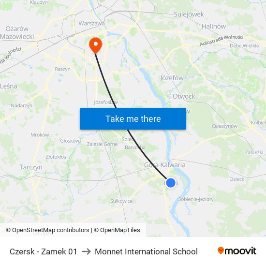 Czersk - Zamek 01 to Monnet International School map