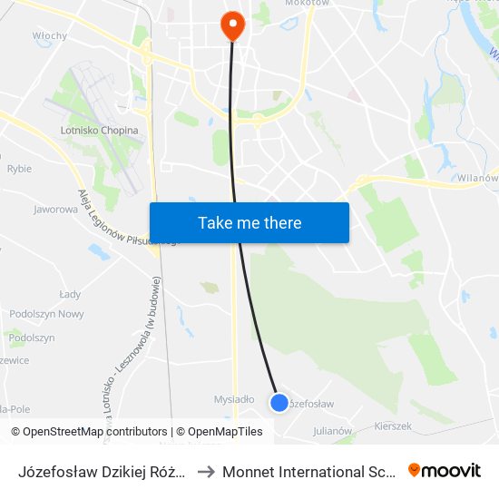 Józefosław Dzikiej Róży to Monnet International School map
