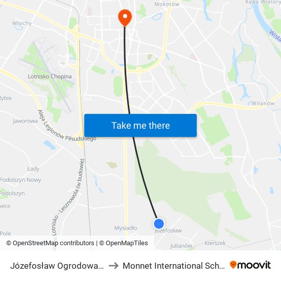 Józefosław Ogrodowa 01 to Monnet International School map