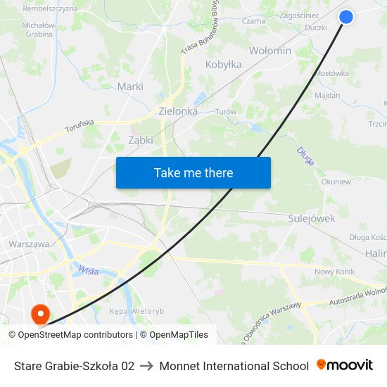 Stare Grabie-Szkoła to Monnet International School map