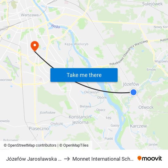 Józefów Jarosławska to Monnet International School map