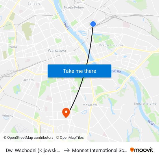 Dw. Wschodni (Kijowska) 15 to Monnet International School map