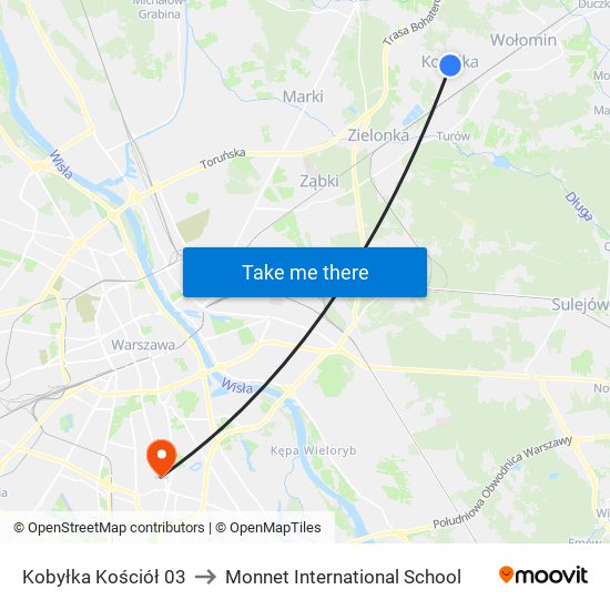 Kobyłka Kościół 03 to Monnet International School map