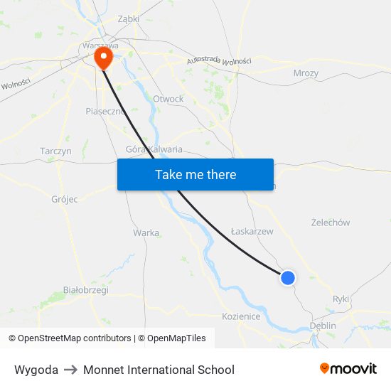 Wygoda to Monnet International School map