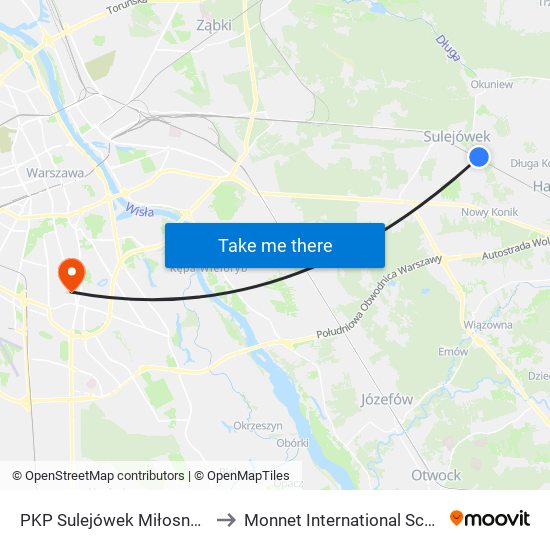 PKP Sulejówek Miłosna 01 to Monnet International School map