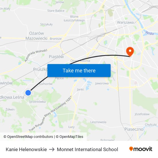 Kanie Helenowskie to Monnet International School map