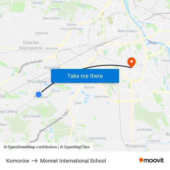 Komorów to Monnet International School map