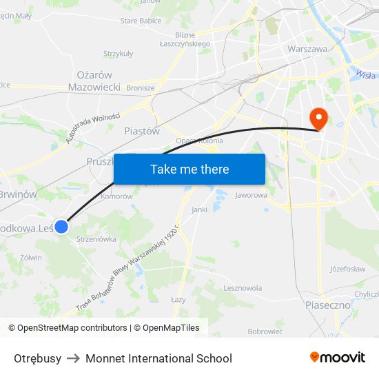 Otrębusy to Monnet International School map