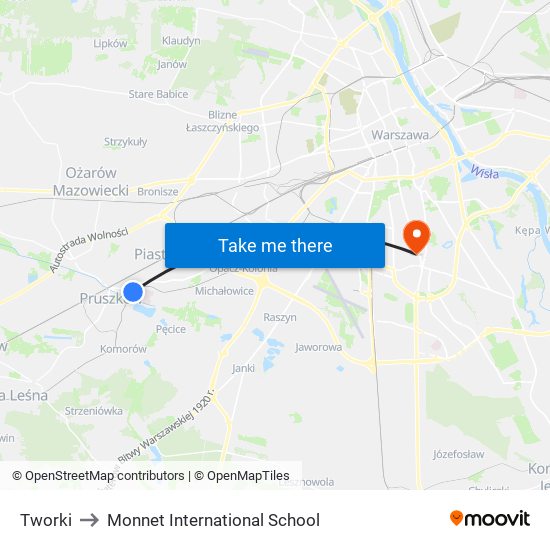 Tworki to Monnet International School map