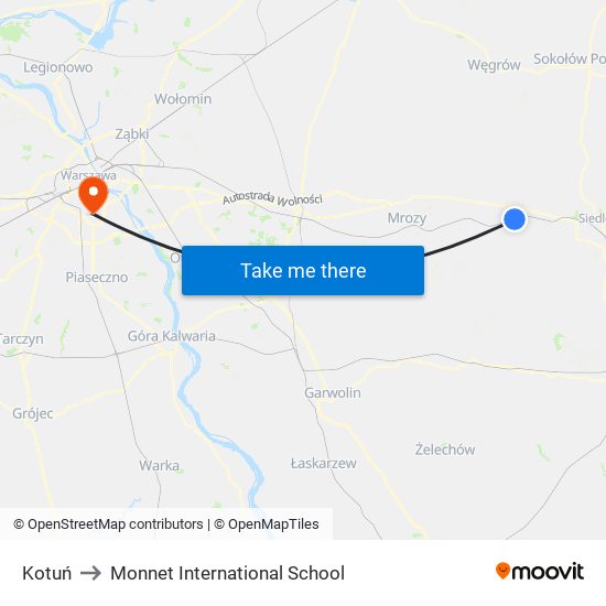 Kotuń to Monnet International School map