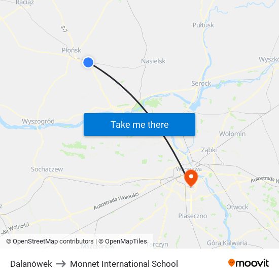 Dalanówek to Monnet International School map