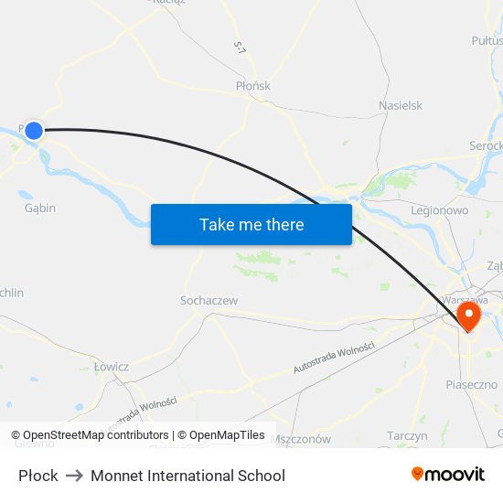 Płock to Monnet International School map