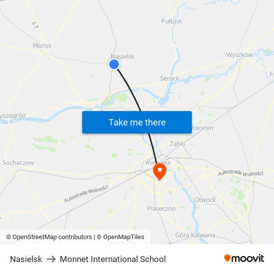 Nasielsk to Monnet International School map